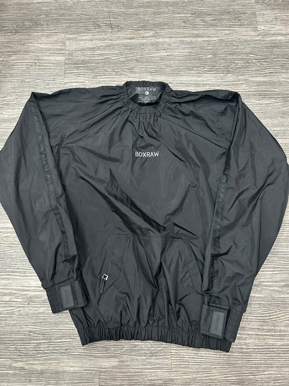 Boxraw Black Mens Sauna Suit Training Top Windbreaker Pullover Jacket Size Large